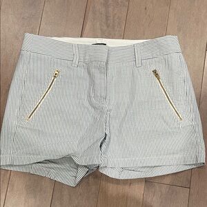 J. Crew Blue Striped Shorts with Gold Zippers